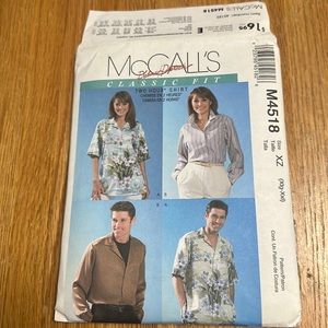 Uncut sewing pattern McCalls 4518 misses, men’s, teen shirts